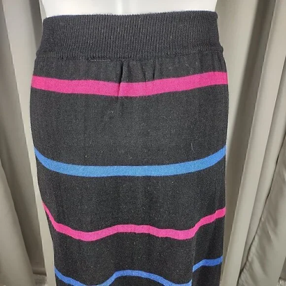 Regatta Sport Women's Wool Blend Multi Color Striped Stretchy Midi Skirt Size L - Picture 4 of 10